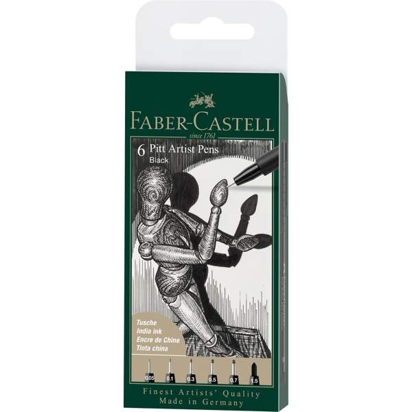 Pitt Artist Pen Tuschestifte 6er Set Black