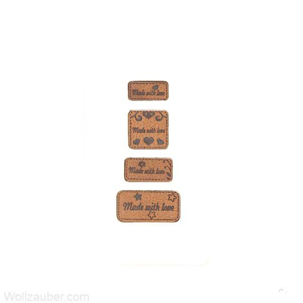 OPRY Leder Label "Made with love" 4 Stück