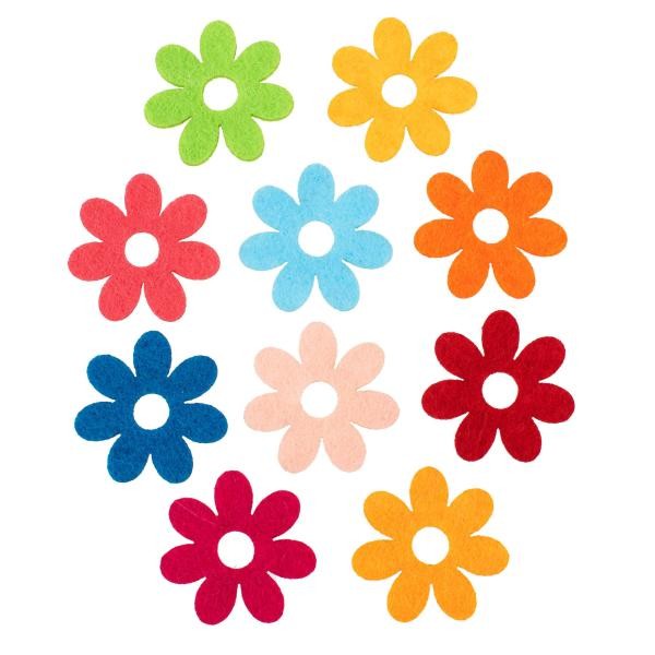 Filz Streuteile, Filz-Blüten, bunt gemischt Ø 4cm