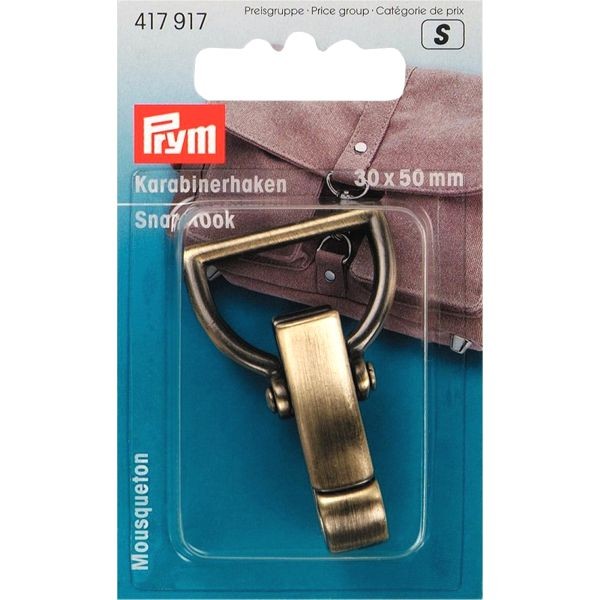 PRYM 417917 Karabinerhaken, gebürstet altmessing wollzauber