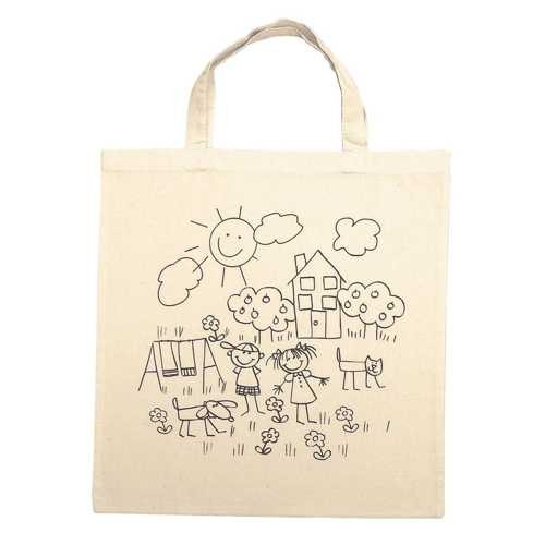 Baumwolltasche natur 38x42cm bedruckt "Spielwiese"