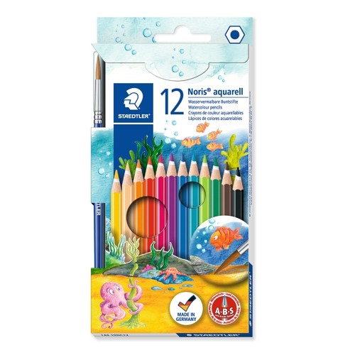 NORIS Aquarell, 12er Set Wasservermalbare Buntstifte