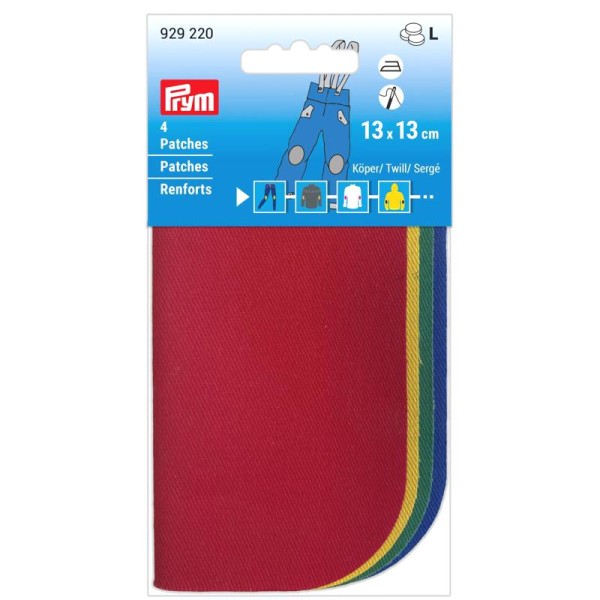 Bügel-Patches Köper, Twill, Sergé 13x13cm rot/ge/grü/blau